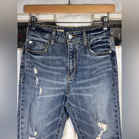 Anthropologie Pilcro The Vintage Straight Medium Wash Distressed Jeans Size 26 - Picture 4 of 11